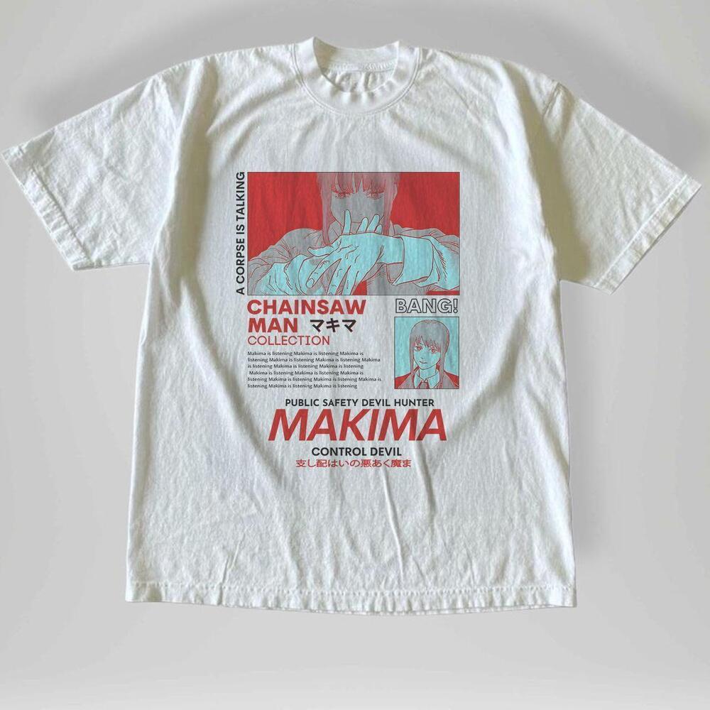 Style Makima Chainsaw Man Anime Graphic Tee Manga Control Devil White T Shirt